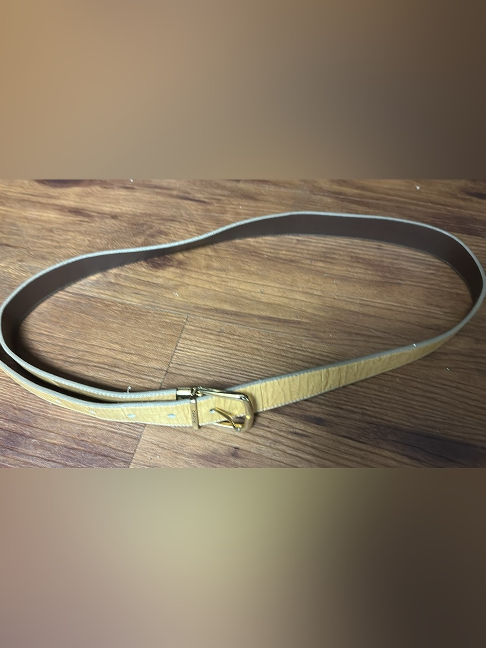 Cardin Yellow/ Beige Textured Leather Belt - Size Small - Made in Spain